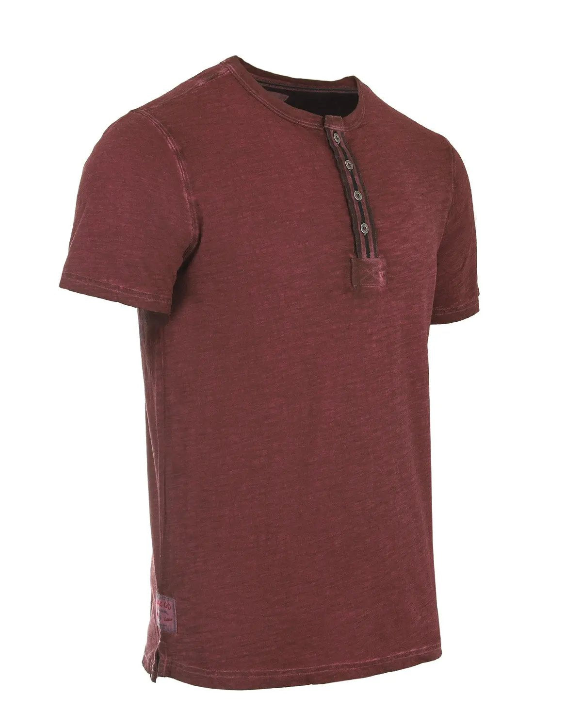 ZIMEGO Mens Short Sleeve Crew Neck Oil Wash Vintage Button Henley T-Shirt-4