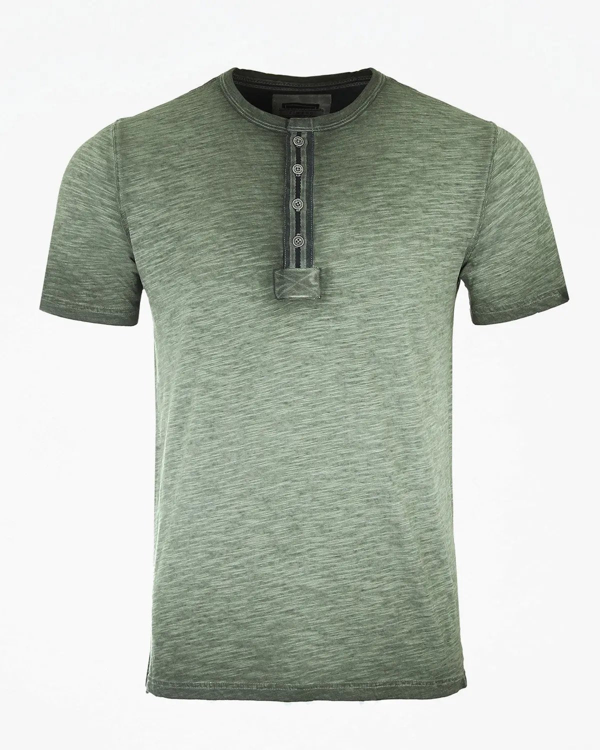ZIMEGO Mens Short Sleeve Crew Neck Oil Wash Vintage Button Henley T-Shirt-0