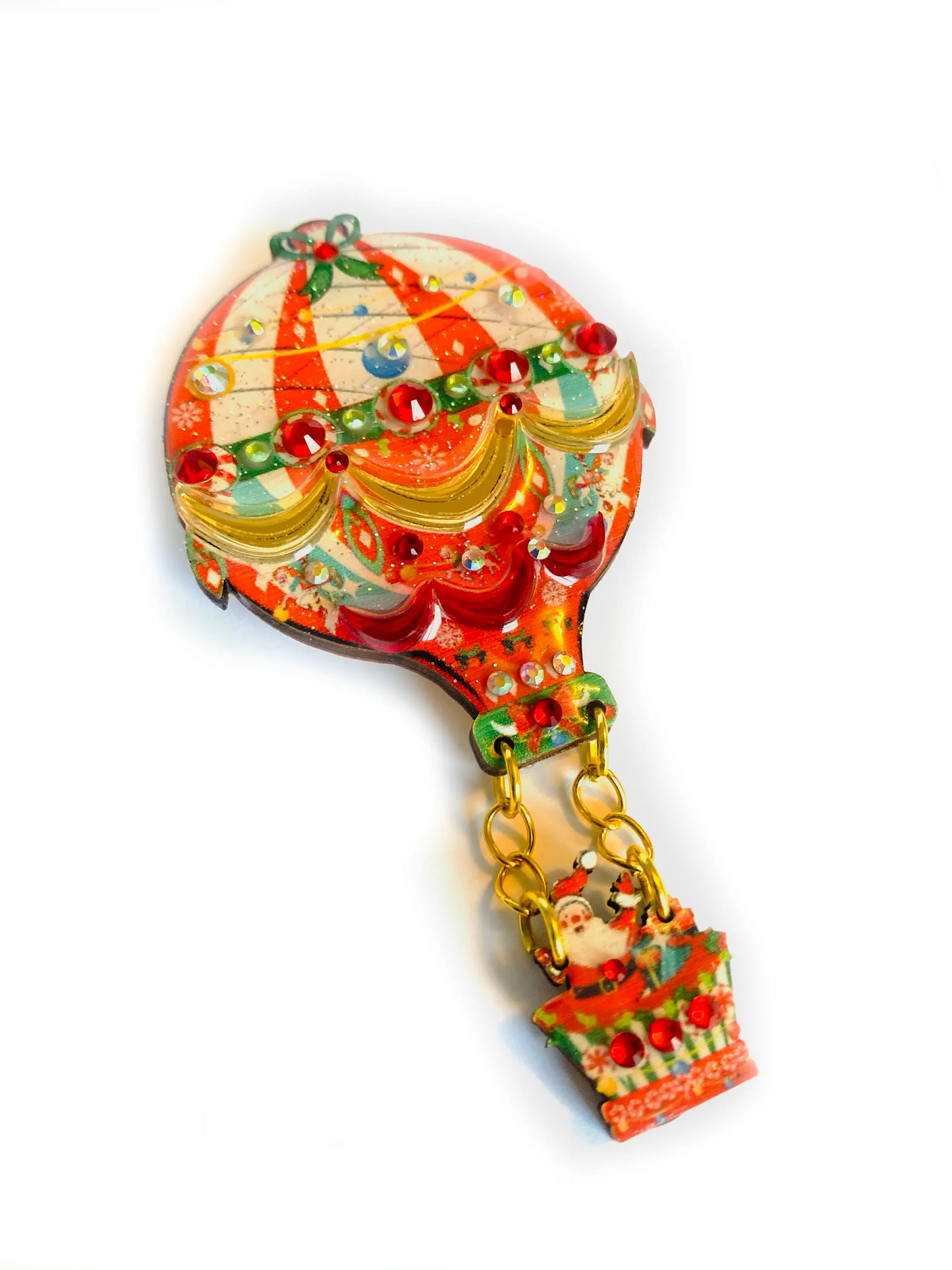Christmas Hot Air Balloon Brooch by Rosie Rose Parker-4