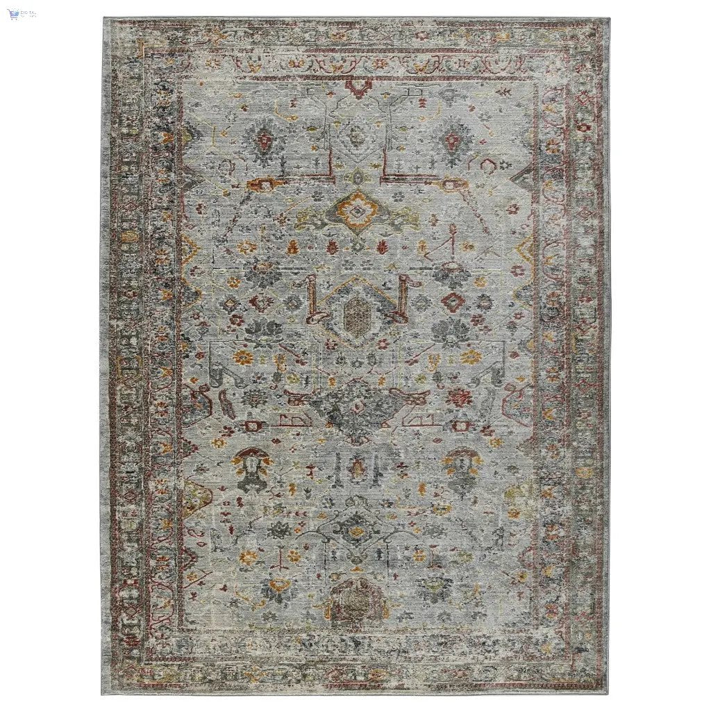 3' X 5' Gray Rust And Brown Medallion Area Rug