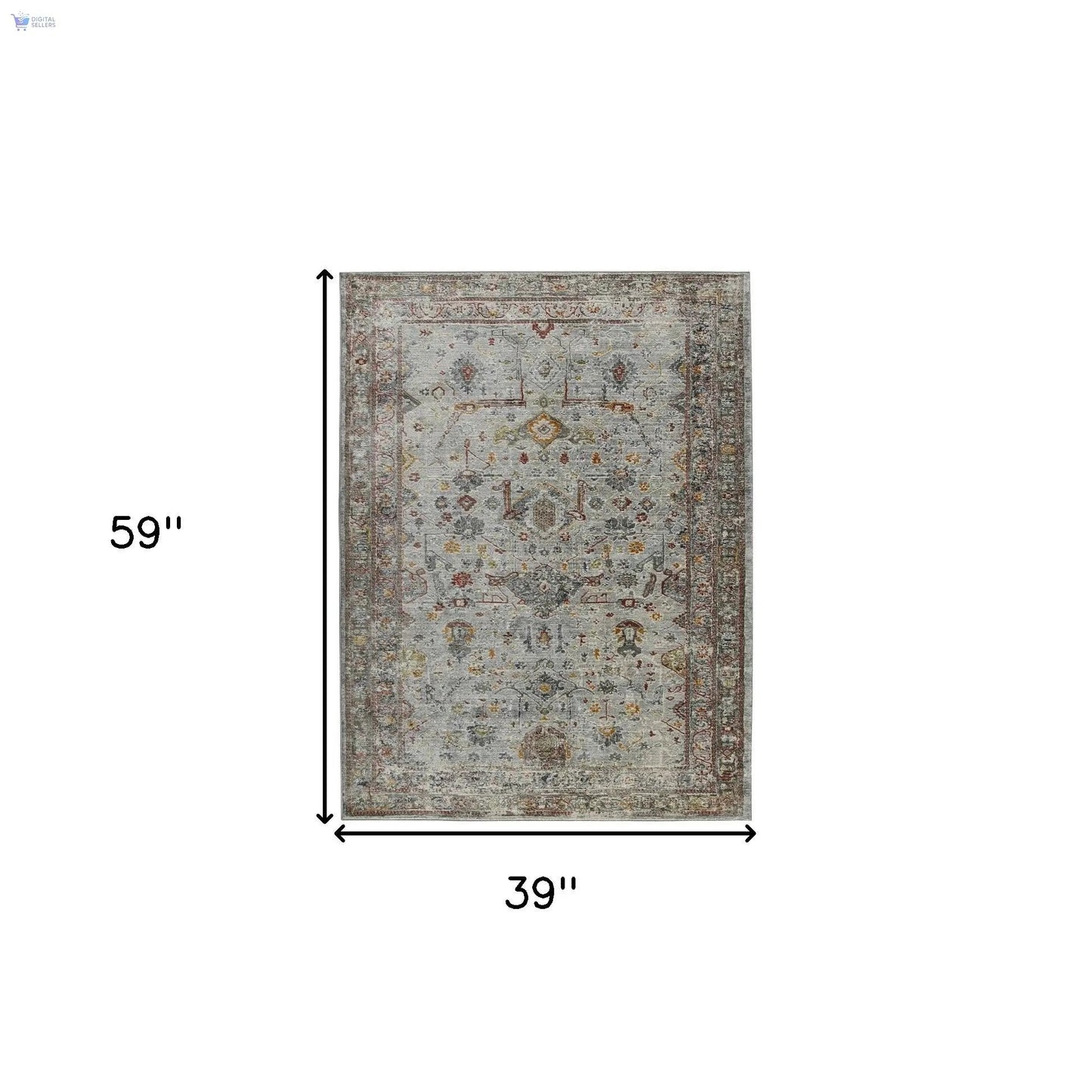 3' X 5' Gray Rust And Brown Medallion Area Rug