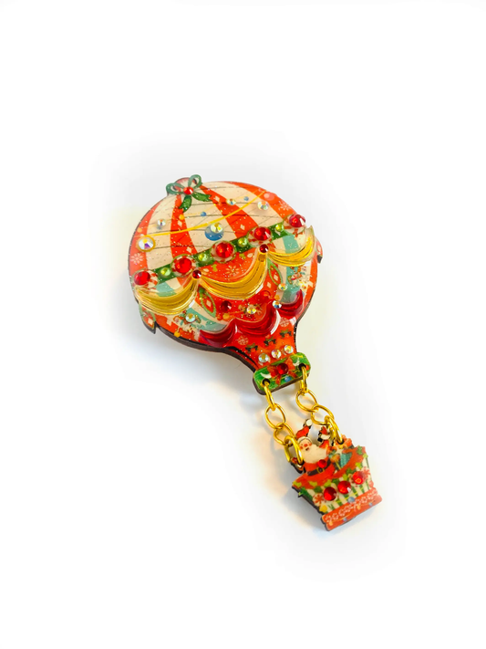 Christmas Hot Air Balloon Brooch by Rosie Rose Parker-1
