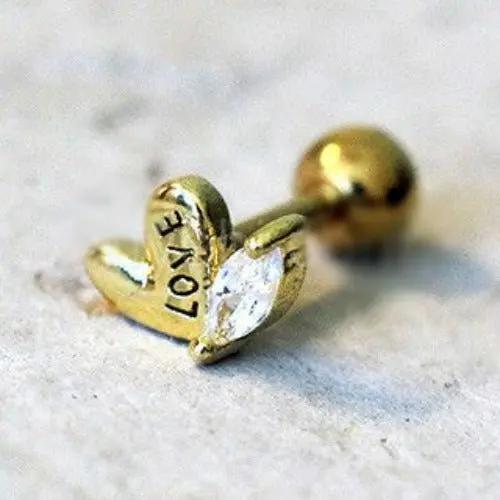 Gold Lovely Heart Cartilage Earring-0